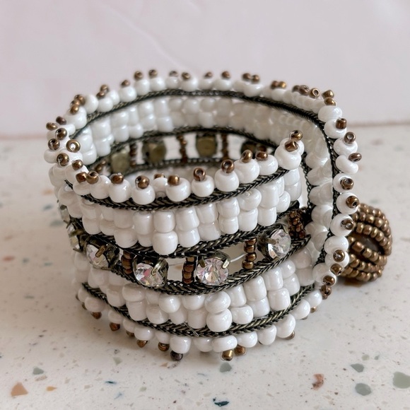 Boho Western Beaded Crystal Cuff Bracelet - Picture 10 of 14